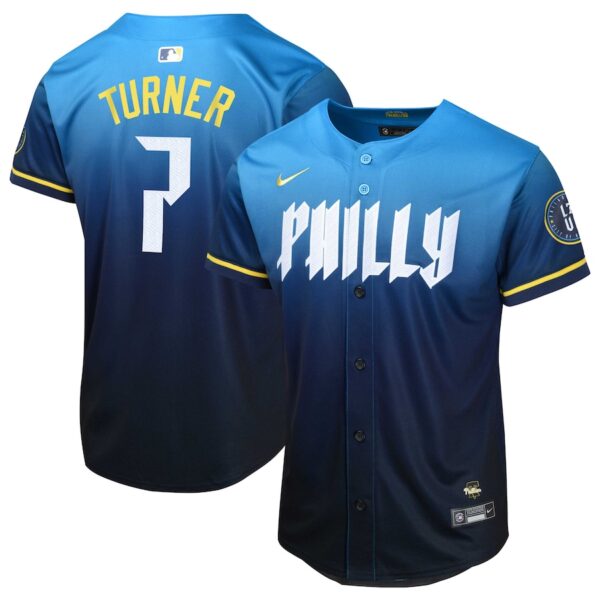 Trea Turner Philadelphia Phillies Nike Youth 2024 City Connect Limited Player Jersey - Blue photo 1 Jersey4u