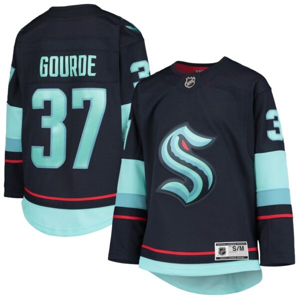 Yanni Gourde Seattle Kraken Youth Home Premier Player Jersey - Deep Sea Blue photo 1 Jersey4u