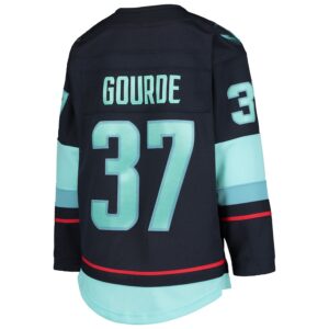 Yanni Gourde Seattle Kraken Youth Home Premier Player Jersey - Deep Sea Blue photo 3 Jersey4u